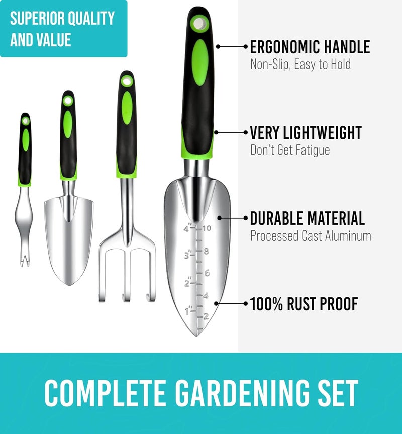 Craft911 Heavy Duty Garden Tools 22 Pieces Floral Set - Rust Proof, Non-Slip, Durable Gardening Supplies - Ergonomic Hand Tools - Ideal Gardening Gifts for Women, Men Mom, Dad - Image 3